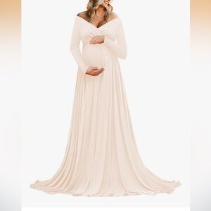 Blush pink off shoulder maternity dress size M